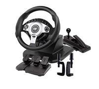 Volante da gioco di corse a 900° Simulatore di guida professionale per camion Freno a mano + set di pedali frizione PC/laptop Windows compatibile,Nero