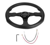 Volante da sportivo da 350 mm, 14 pollici, volante per drifting universale a profilo profondo con 6 bulloni e telaio in lega di alluminio per la maggior parte dei veicoli, ac (Nera)