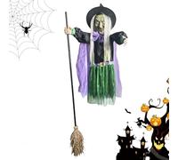 volante | Decorazione di Halloween con Witch su una Scopa per Esterno | Ideale per giardino, prato, facciata - decorazione da appendere per casa, festa e atmosfera spaventosa