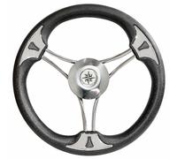 Volante in poliuretano a 6 razze inox T22 Nero