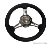 Volante inox a 3 razze nero Ø 35 cm