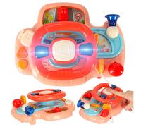 Volante interattivo rosa per bambini per passeggino con suoni e luci