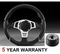 Volante Nero 350MM E Kit Boss Hub Compatibile Con BMW E36 Serie 3 E M3 Coupé