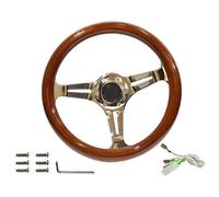 Volante Oldtimer In Legno Per Barca In Legno Pregevole Con Raggi In Cromo, 33cm