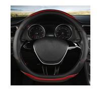 Volante per Auto per Golf, K3, Polo, Jetta, coprivolante a Forma di D in Pelle Antiscivolo e Resistente all'Usura, Colore Nero (D Rosso)