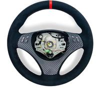 Volante Protettore Per BMW E90 E91 E92 E93 E87 E81 E82 E88 X1 E84 Sport M3 Volante per auto personalizzato Wrap Pelle scamosciata antiscivolo copri sterzo auto (Colore : Red Thread)