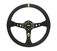 Volante racing calice tre razze scamosciato Impugnatura ovale 30x28 350mm nero