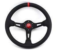 Volante Sportivo Auto, Volante a Calice 13 pollici 330MM modifica volante strumenti personalizzato in pelle profonda disco racing drift accessori(Red)