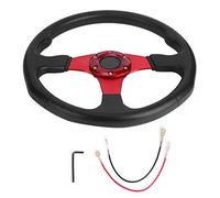 Volante Sportivo Auto, Volante a Calice 1Pc 30mm/14in Lega di Alluminio Auto da Corsa Volante Sportivo Modificato Accessorio alla Deriva in Pelle PU(Red)