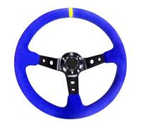 Volante Sportivo Auto, Volante a Calice Modifica auto Volante in pelle scamosciata rosso/blu da 14 pollici smerigliata concavo profondo 350 mm Strumenti universali(50 x100 cm)