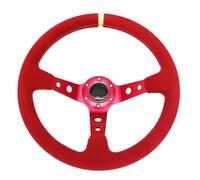 Volante Sportivo Auto, Volante a Calice Modifica auto Volante in pelle scamosciata rosso/blu da 14 pollici smerigliata concavo profondo 350 mm Strumenti universali(35 x100 cm)