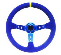 Volante Sportivo Auto, Volante a Calice Modifica auto Volante in pelle scamosciata rosso/blu da 14 pollici smerigliata concavo profondo 350 mm Strumenti universali(45 x100 cm)