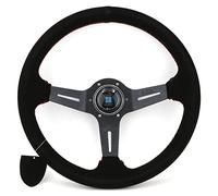 Volante Sportivo Auto,Volante A Calice Ruote dello sterzo dello sterzo della deriva del volante universale da 14 pollici Decorazione (Color : Black)