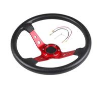 Volante Sportivo Auto, Volante a Calice Volante da corsa gioco universale, 14 pollici 350 mm(Black+Red)