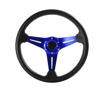 Volante Sportivo Auto, Volante a Calice Volante sportivo da 350 mm/14 pollici in alluminio + PU for giochi di simulazione drift(Blue)
