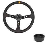 Volante Sportivo Auto, Volante a Calice Volanti da corsa 13/14 pollici Volante sportivo Deep Drifting Adattatore for volante PU Auto(Set A-PU)