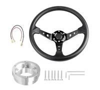 Volante Sportivo Auto, Volante a Calice Volanti da drifting sportivi in lega di alluminio 350 mm e 14 pollici con piastra adattatrice 70 PCD(Black with Silver)