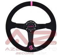volante sportivo calice universale auto camoscio 3 razze 350m profondo rosa