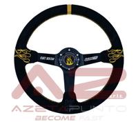 volante sportivo calice universale per auto camoscio 3 razze races tuning giallo