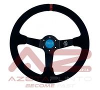 volante sportivo universale calice per auto camoscio 3 razze 350mm blu tuning