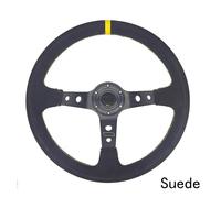 Volante sportivo universale da corsa in pelle scamosciata da 14 pollici e 350 mm, con corno di corno
