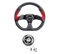 VOLANTE STERZO MANUBRIO SPORTIVO NERO con Razze Rosse Completo di Mozzo Specifico per Panda 4X4 modello 141-141A Prodotte dal 1986 al 2003 - X2330PUN-PR - C-5018S