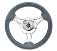 VOLANTE TIMONE Ø35 CM A 6 RAZZE CURVE INOX E POLIURETANO BARCA GOMMONE - T22K