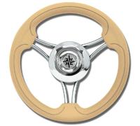 VOLANTE TIMONE Ø35 CM A 6 RAZZE CURVE INOX E POLIURETANO BARCA GOMMONE - T22K