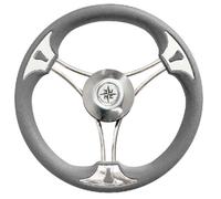 VOLANTE TIMONE Ø35 CM A 6 RAZZE CURVE INOX E POLIURETANO BARCA - T22