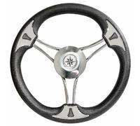VOLANTE TIMONE Ø35 CM A 6 RAZZE CURVE INOX E POLIURETANO BARCA - T22