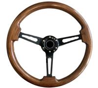 Volante universale in legno massiccio da 380 mm, per auto d'epoca, Hot Rod e personalizzate, realizzato a mano, finitura in noce/rovere (arancione)