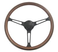 Volante universale in legno massiccio da 380 mm, per auto d'epoca, Hot Rod e personalizzate, realizzato a mano, finitura in noce/rovere (rosso)