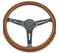 Volante universale in legno massiccio da 380 mm, per auto d'epoca, Hot Rod e personalizzate, realizzato a mano, finitura in noce/rovere (bianco)