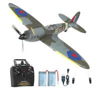 VOLANTEXRC SpitfireV2 RC Aereo - Giocattolo aereo telecomandato con telecomando RTF 4 canali 2,4 GHz RTF aereo radiocomandato per adulti e bambini, facile e pronto a volare (761-12V2 RTF)