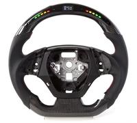 Volanti auto Compatibile Con Chevy Per Camaro 2016 2017 2018 2019 2020-2025 D Forma Fondo Piatto Fibra Carbonio Perforato PU Volante Per Corsa(With Lights)