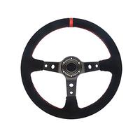 Volanti Sportivi Universale 35. 0mm. Volante in pelle Drift Racing Tipo PU/Pelle scamosciata PVC. Stile(Suede-black red)