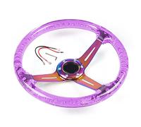 Volanti Sportivi Volante acrilico da 350mm 14 pollici e bottone del corno Neo Chrome 6 fori Profondità volante 71mm(Purple)