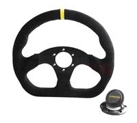 Volanti Sportivi Volante piatto Racing Drift con cuciture nere in pelle scamosciata da 330 mm 13 pollici(MS-BK-Yellow)