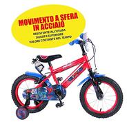 volare Bicicletta per Bambini Spiderman Misura 14 Pollici Premium, Rosso