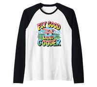 Volare buona Terra Gooder retrò Aviazione Umorismo Pilota di Volo Carino Maglia con Maniche Raglan