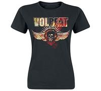 Volbeat Burning Skullwing Donna T-Shirt Nero S 100% Cotone Regular