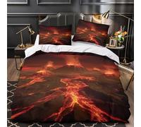 Volcanic Eruption Set Di Copripiumino 3 Pezzi stampa 3D microfibra traspirante con cerniera Dynamic Set Di Copripiumino con federa soffice traspirante for bambini e adolescenti Super king（260x220cm）