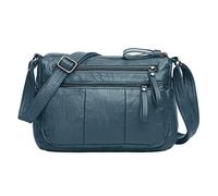 Volcanic Rock - Borsa a tracolla da donna, in morbida pelle sintetica, con tasche multiple, Blu (Blue-10.2"), Medium