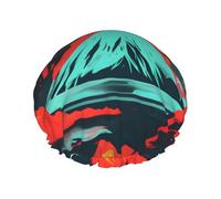 Volcano Bloom Print riutilizzabile Spa Salon Shower Cap per tutte le lunghezze di capelli con fodera elastica