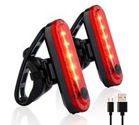 Volcano Eye Luce posteriore per bicicletta (2 pezzi), luce di sicurezza USB ricaricabile ultra brillante LED rosso facile da installare ad alta intensità per bici da strada, caschi