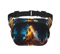 Volcano - Marsupio da donna, con 2 stampe, alla moda, per viaggi e corsa, nero, Taglia unica