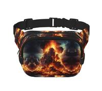 Volcano - Marsupio da donna, con 3 stampe, alla moda, per viaggi e corsa, nero, Taglia unica