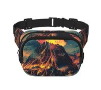 Volcano Print Allenamento Accessorio Quadrato Doppio Strato Marsupio Trendy Viaggio per Uomo e Donna