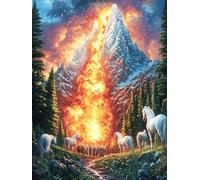 Volcano Sunset with Horses Puzzle 500 Pezzi Per Amici E Famiglia in Serata Mitos Animal Planta Rompicapo Sfida Creativa Giochi Da Tavolo Relax E Intelligenza Regalo Natale 500 PCS