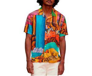 Volcom - Camicia con motivi - Fa Mickey Mason SS Shirt Multi per Uomo in Pelle - Taglia L - Blu